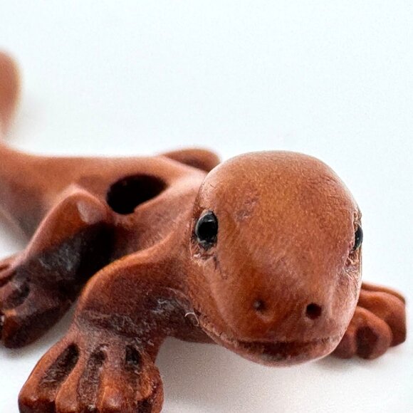 Ojime Bead Netsuke Lizard Gecko Hand-Carved Boxwood  Signed Figurine - Picture 5 of 10